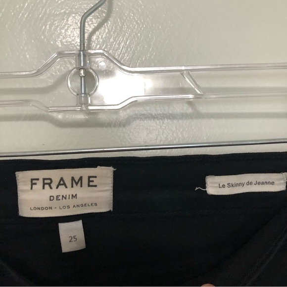 Frame Le Skinny De Jeanne Jeans Black Distressed Film Noir 25 - Picture 3 of 7